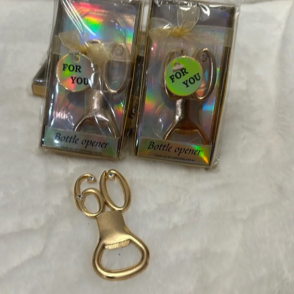 New in box. 60 bottle opener. Party favor celebration set of 5